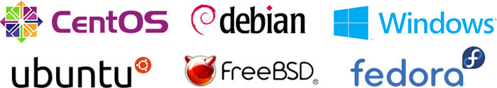 CentOS, Debian, Microsoft Windows, Ubuntu, FreeBSD, Fedora and more...